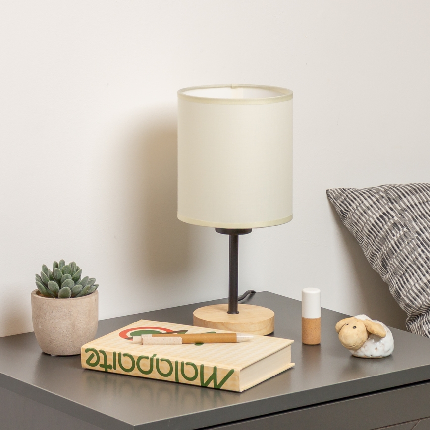 Brilagi - Galda lampa NUBILA WOOD 1xE27/25W/230V ozols/melna/krēmkrāsa