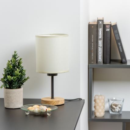 Brilagi - Galda lampa NUBILA WOOD 1xE27/25W/230V ozols/melna/krēmkrāsa