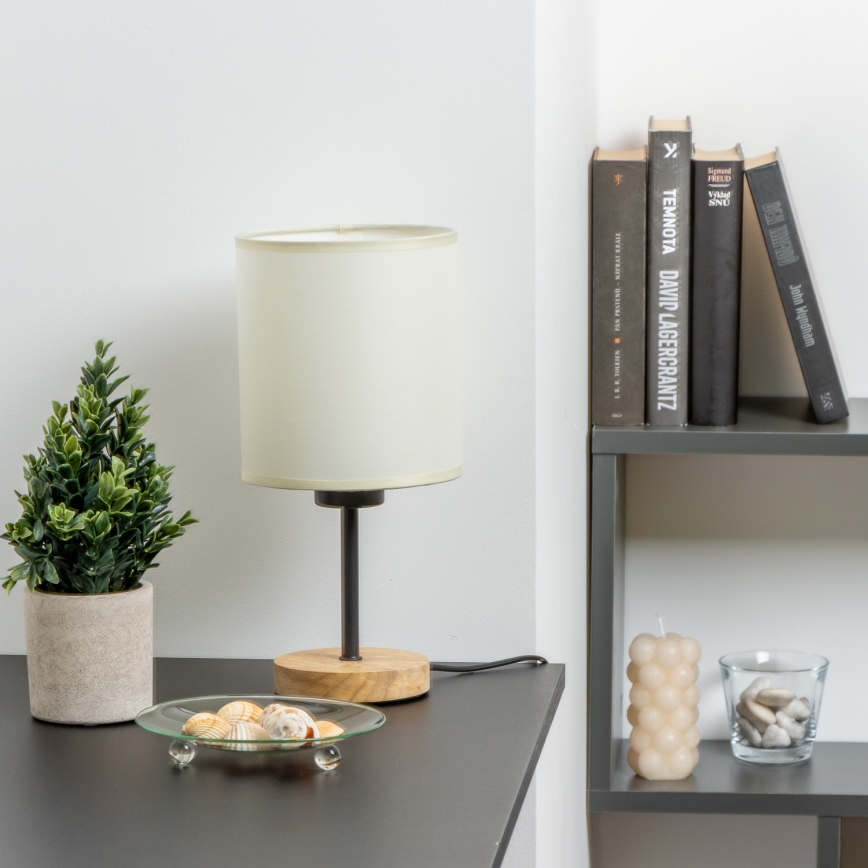 Brilagi - Galda lampa NUBILA WOOD 1xE27/25W/230V ozols/melna/krēmkrāsa