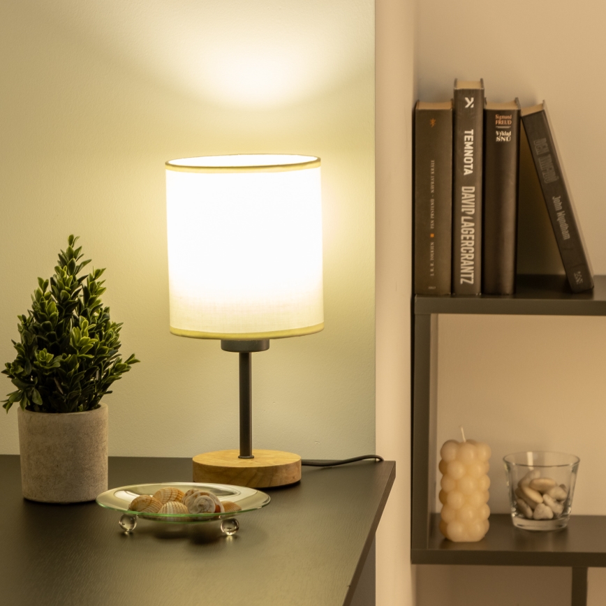 Brilagi - Galda lampa NUBILA WOOD 1xE27/25W/230V ozols/melna/krēmkrāsa