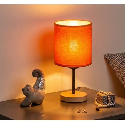 Brilagi - Galda lampa NUBILA WOOD 1xE27/25W/230V ozols/melns/oranžs