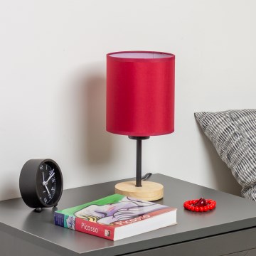 Brilagi - Galda lampa NUBILA WOOD 1xE27/25W/230V ozols/Pompejas sarkana