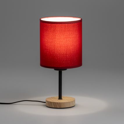 Brilagi - Galda lampa NUBILA WOOD 1xE27/25W/230V ozols/Pompejas sarkana