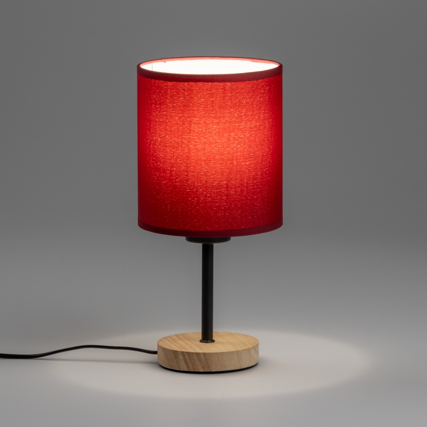 Brilagi - Galda lampa NUBILA WOOD 1xE27/25W/230V ozols/Pompejas sarkana