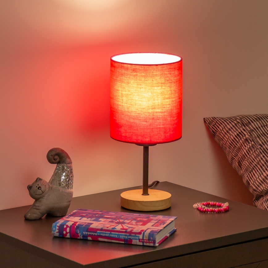 Brilagi - Galda lampa NUBILA WOOD 1xE27/25W/230V ozols/rozā