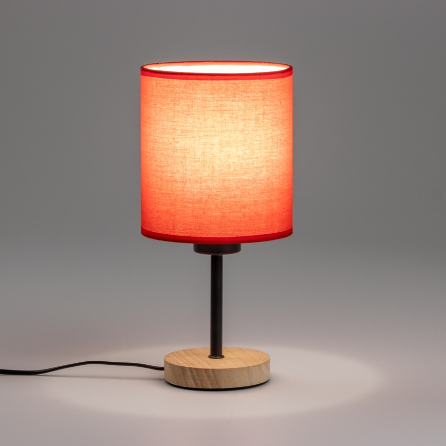 Brilagi - Galda lampa NUBILA WOOD 1xE27/25W/230V ozols/sarkana
