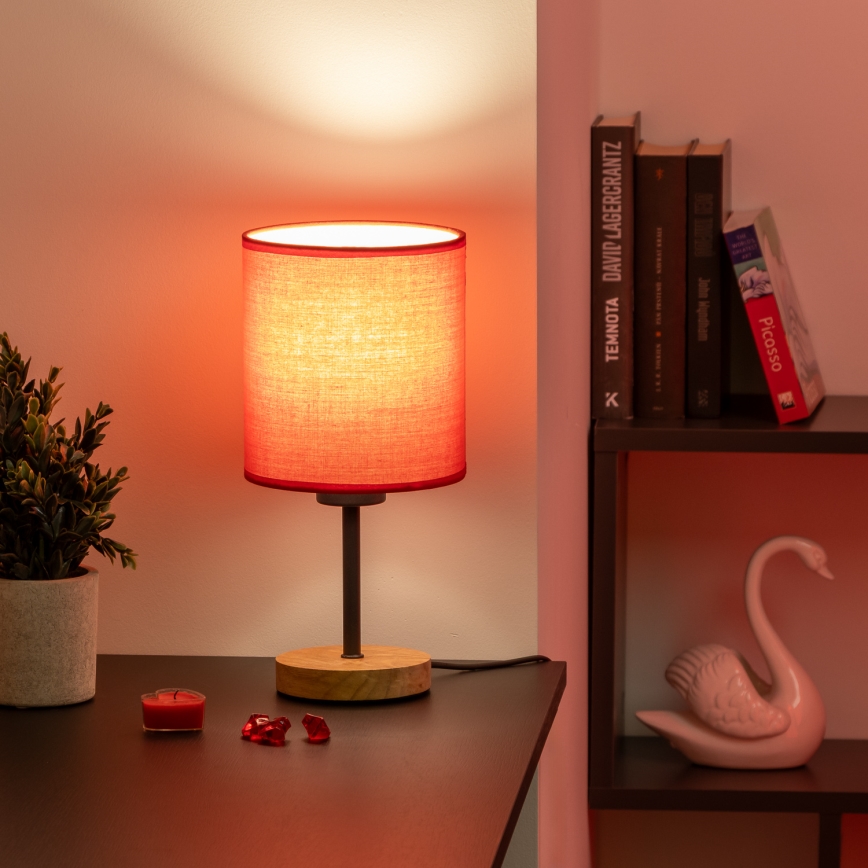 Brilagi - Galda lampa NUBILA WOOD 1xE27/25W/230V ozols/sarkana
