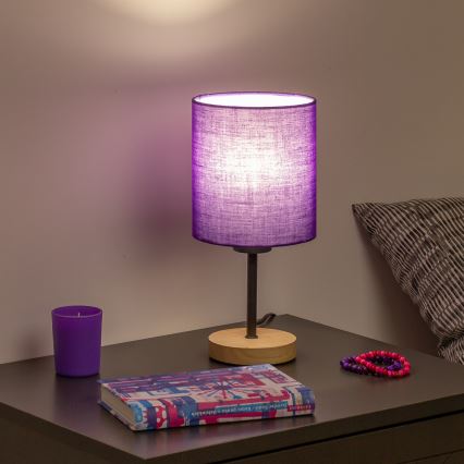 Brilagi - Galda lampa NUBILA WOOD 1xE27/25W/230V ozols/violeta
