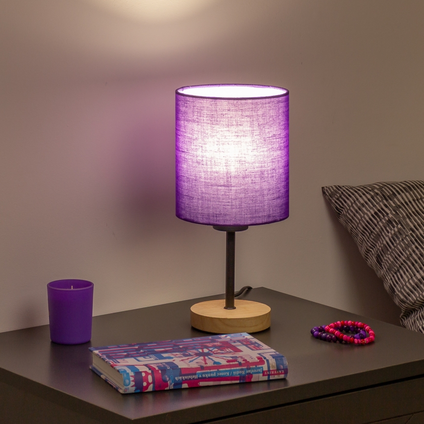 Brilagi - Galda lampa NUBILA WOOD 1xE27/25W/230V ozols/violeta