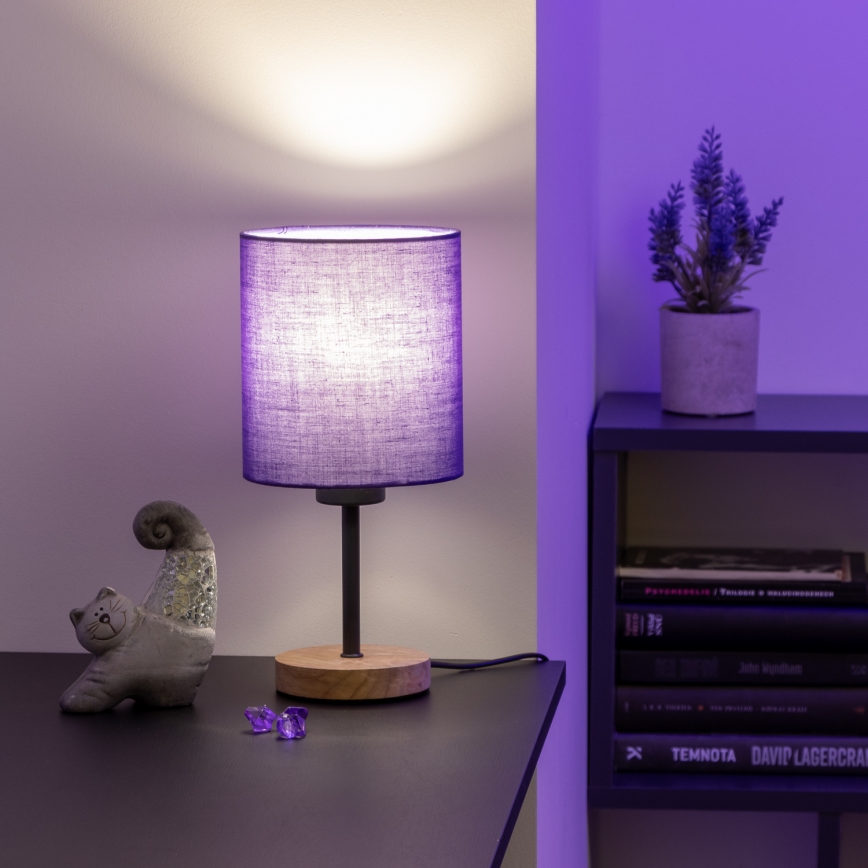 Brilagi - Galda lampa NUBILA WOOD 1xE27/25W/230V ozols/violeta
