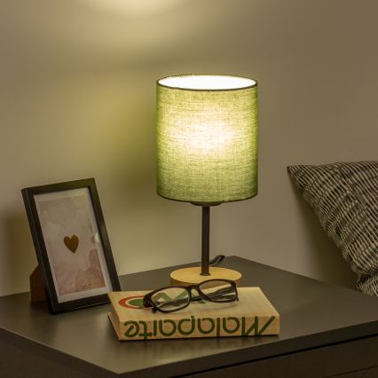 Brilagi - Galda lampa NUBILA WOOD 1xE27/25W/230V ozols/zaļa
