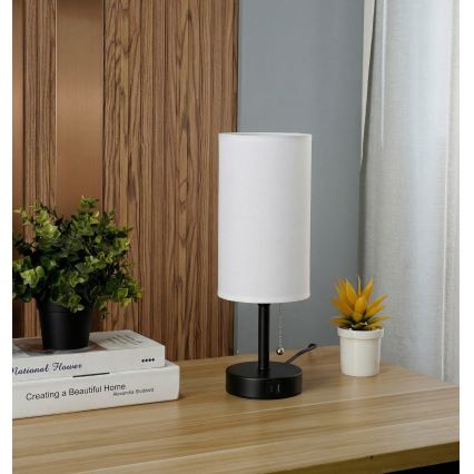 Brilagi - galda lampa TABLON ar USB portu 1xE27/25W/230V melna/balta