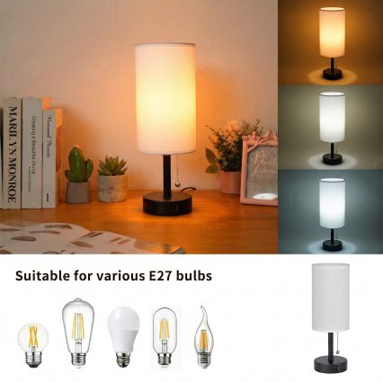 Brilagi - galda lampa TABLON ar USB portu 1xE27/25W/230V melna/balta