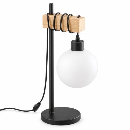 BRILAGI - Galda lampa WOOD GLASS 1xE27/40W/230V brūna/melna/balta