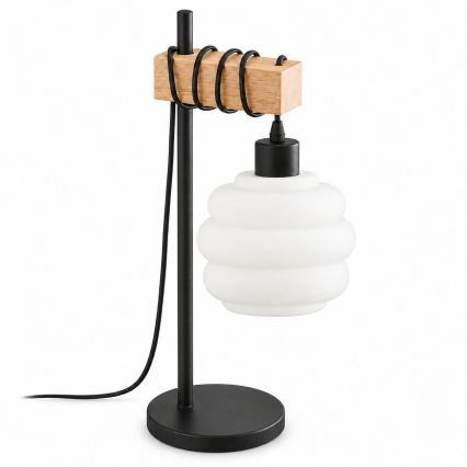 BRILAGI - Galda lampa WOOD GLASS 1xE27/40W/230V brūna/melna/balta