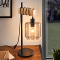 BRILAGI - Galda lampa WOOD GLASS 1xE27/40W/230V brūna/melna/dūmakaina bēša