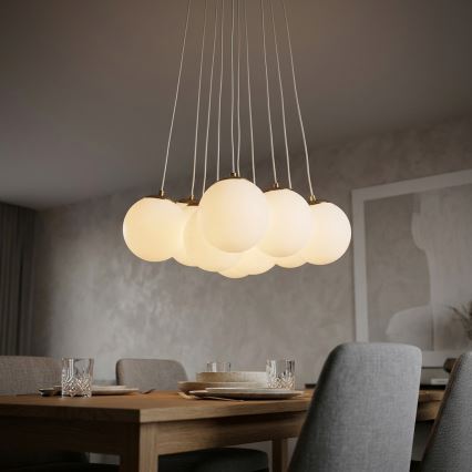 Brilagi - GLOBE pakaramā lustra uz troses 10xE14/15W/230V balta