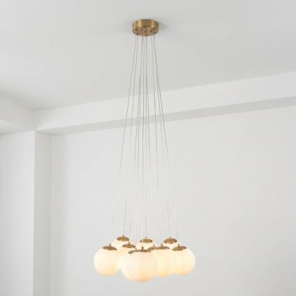 Brilagi - GLOBE pakaramā lustra uz troses 10xE14/15W/230V balta