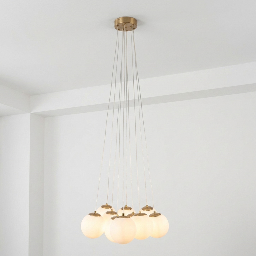 Brilagi - GLOBE pakaramā lustra uz troses 10xE14/15W/230V balta