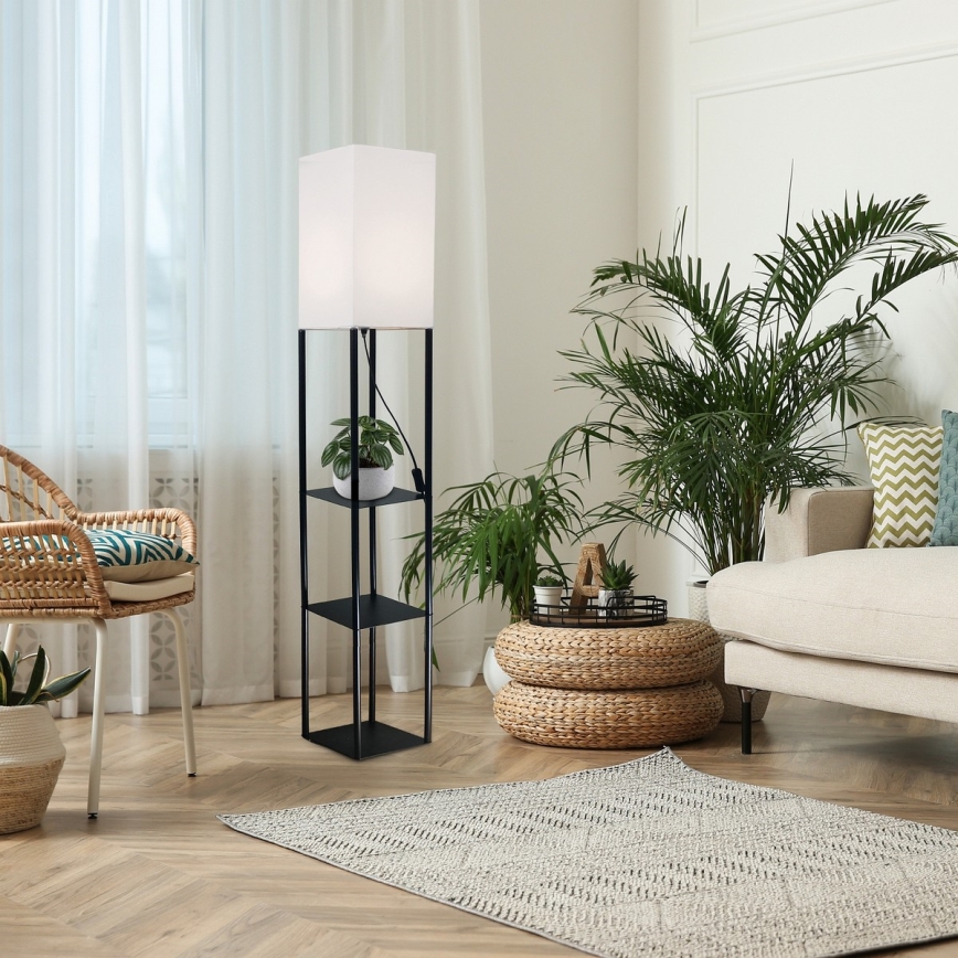 Brilagi - Grīdas lampa ar plauktiem GRADUS 1xE27/40W/230V 150 cm melna/balta