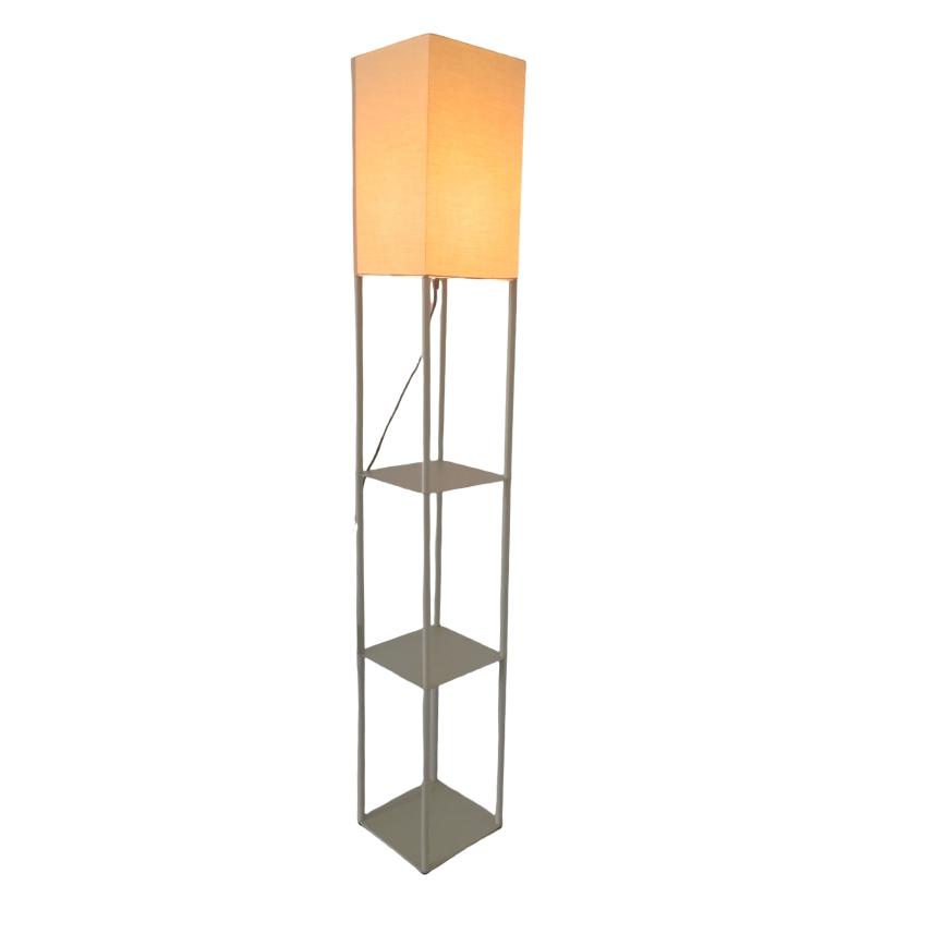 Brilagi - Grīdas lampa ar plauktiem GRADUS 1xE27/40W/230V pelēka/bēša