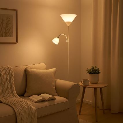 Brilagi - Grīdas lampa ARIANA 1xE27/100W/230V + 1xE14/25W balta