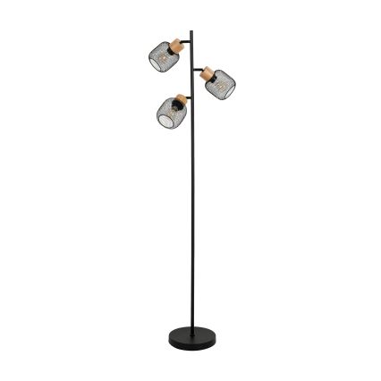 Brilagi - Grīdas lampa BASKLITE 3xE27/15W/230V koka/melna