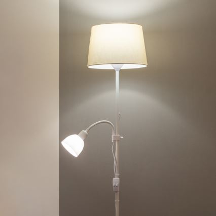 Brilagi - Grīdas lampa CERIA 1xE27/100W/230V + 1xE14/25W balta/bēša