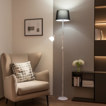 Brilagi - Grīdas lampa CERIA 1xE27/100W/230V + 1xE14/25W balta/melna