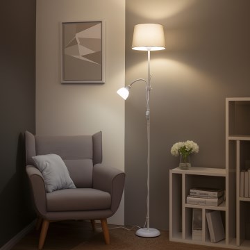 Brilagi - Grīdas lampa CERIA 1xE27/100W/230V + 1xE14/25W balta/pelēka