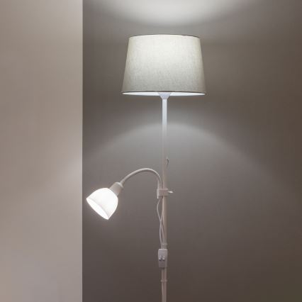 Brilagi - Grīdas lampa CERIA 1xE27/100W/230V + 1xE14/25W balta/pelēka