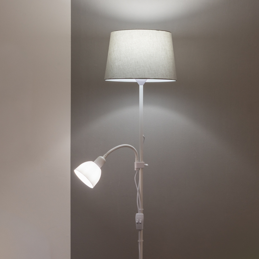 Brilagi - Grīdas lampa CERIA 1xE27/100W/230V + 1xE14/25W balta/pelēka