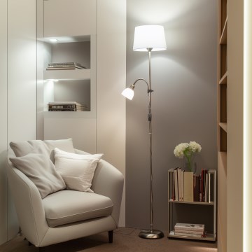 Brilagi - Grīdas lampa CERIA 1xE27/100W/230V + 1xE14/25W matēts hroms/balts