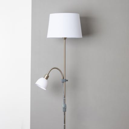 Brilagi - Grīdas lampa CERIA 1xE27/100W/230V + 1xE14/25W matēts hroms/balts