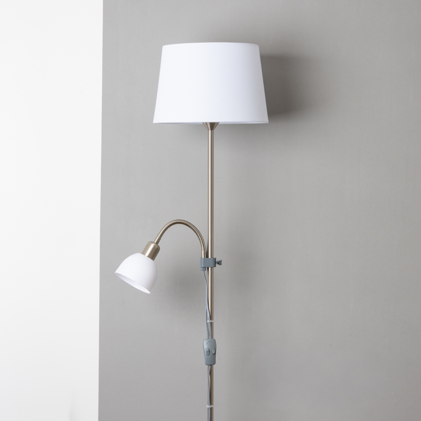Brilagi - Grīdas lampa CERIA 1xE27/100W/230V + 1xE14/25W matēts hroms/balts