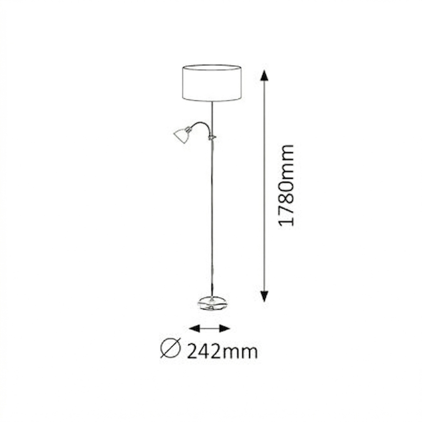 Brilagi - Grīdas lampa CERIA 1xE27/100W/230V + 1xE14/25W matēts hroms/balts