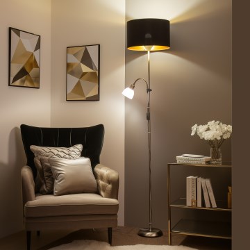 Brilagi - Grīdas lampa CERIA 1xE27/100W/230V + 1xE14/25W matēts hroms/melna