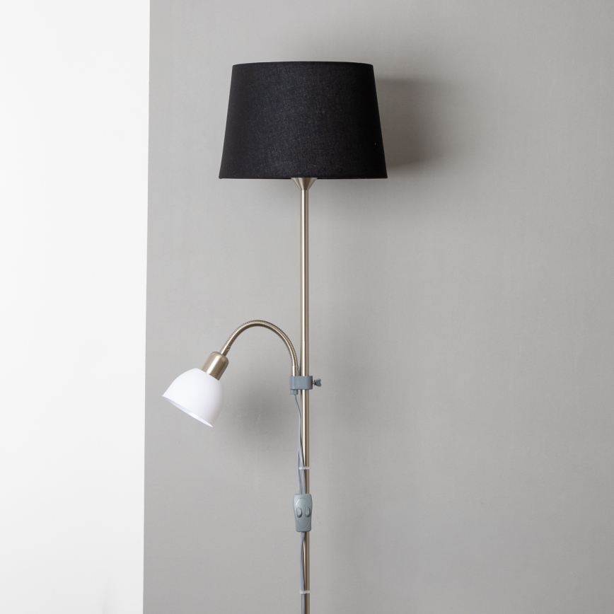 Brilagi - Grīdas lampa CERIA 1xE27/100W/230V + 1xE14/25W matēts hroms/melns