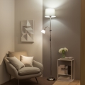 Brilagi - Grīdas lampa CERIA 1xE27/100W/230V + 1xE14/25W matēts hroms/pelēks