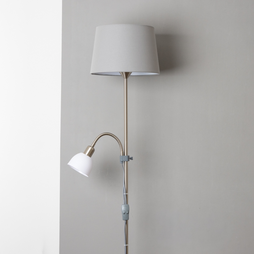 Brilagi - Grīdas lampa CERIA 1xE27/100W/230V + 1xE14/25W matēts hroms/pelēks