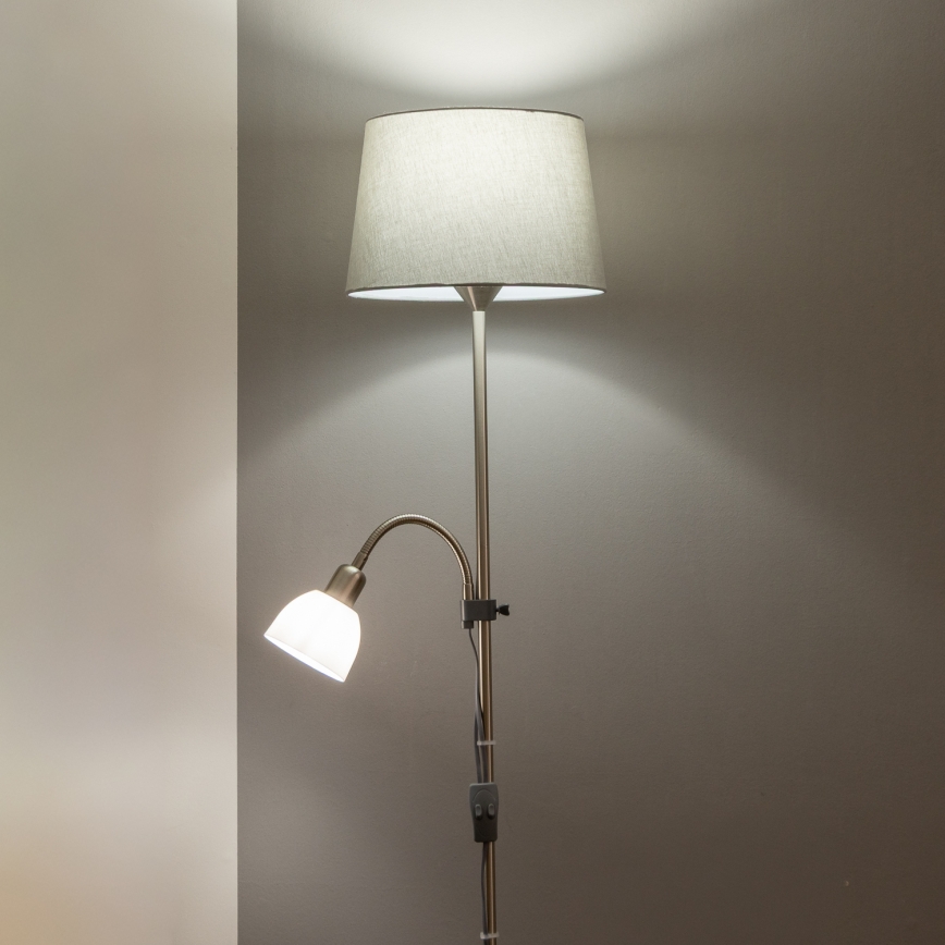 Brilagi - Grīdas lampa CERIA 1xE27/100W/230V + 1xE14/25W matēts hroms/pelēks