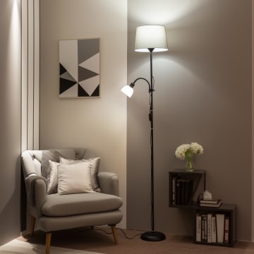 Brilagi - Grīdas lampa CERIA 1xE27/100W/230V + 1xE14/25W melna/pelēka