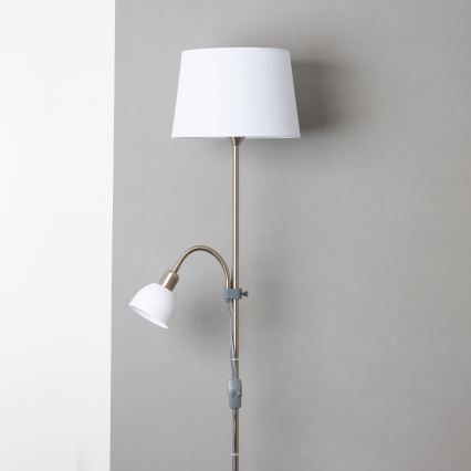 Brilagi - Grīdas lampa CERIA 2 vienā 1xE27/100W/230V + 1xE14/25W matēts hroms/balts