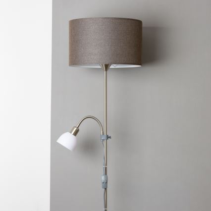 Brilagi - Grīdas lampa CERIA 2 vienā 1xE27/100W/230V + 1xE14/25W matēts hroms/brūns