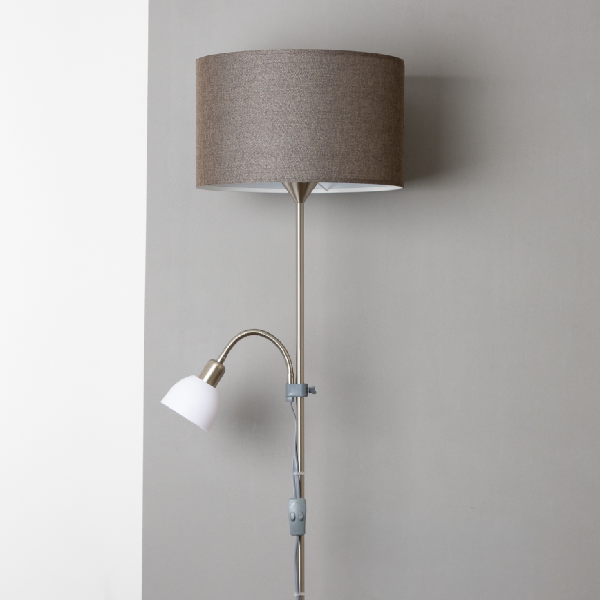 Brilagi - Grīdas lampa CERIA 2 vienā 1xE27/100W/230V + 1xE14/25W matēts hroms/brūns