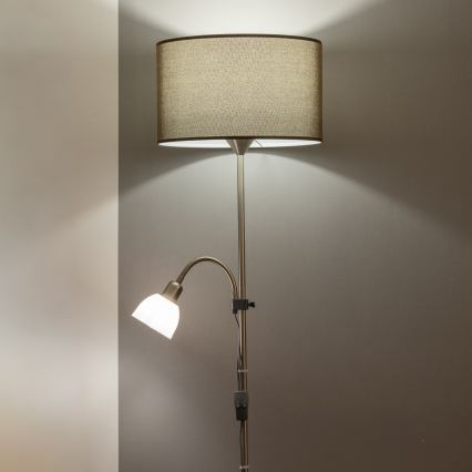 Brilagi - Grīdas lampa CERIA 2 vienā 1xE27/100W/230V + 1xE14/25W matēts hroms/brūns