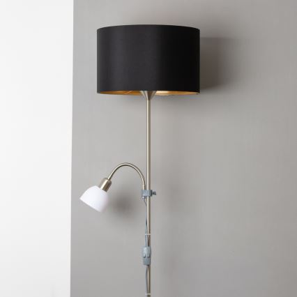 Brilagi - Grīdas lampa CERIA 2 vienā 1xE27/100W/230V + 1xE14/25W matēts hroms/melns