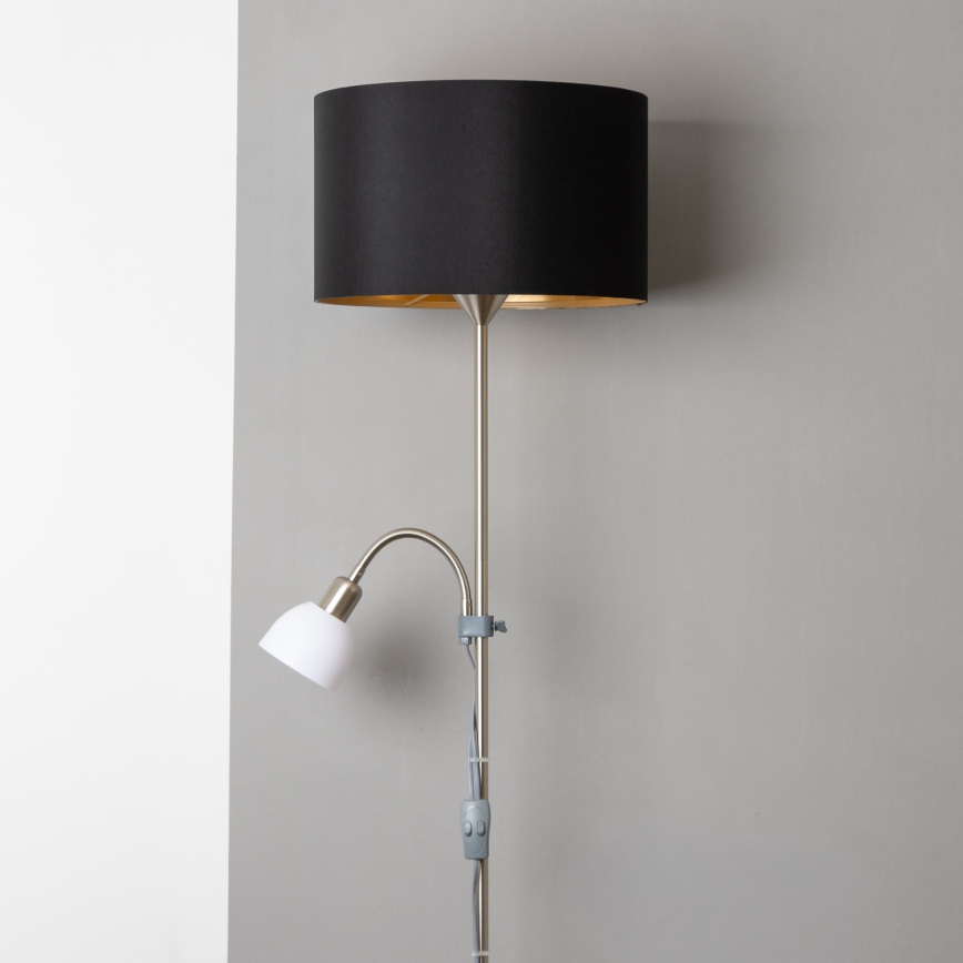 Brilagi - Grīdas lampa CERIA 2 vienā 1xE27/100W/230V + 1xE14/25W matēts hroms/melns