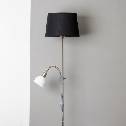 Brilagi - Grīdas lampa CERIA 2 vienā 1xE27/100W/230V + 1xE14/25W matēts hroms/melns