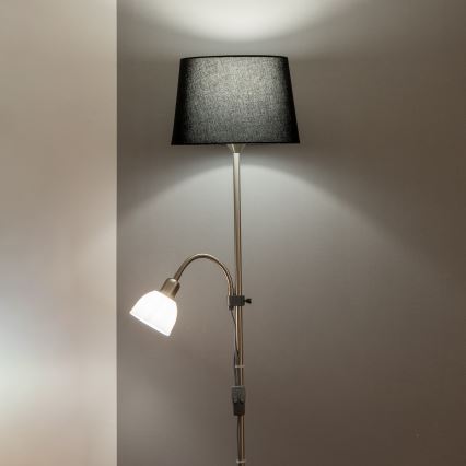 Brilagi - Grīdas lampa CERIA 2 vienā 1xE27/100W/230V + 1xE14/25W matēts hroms/melns